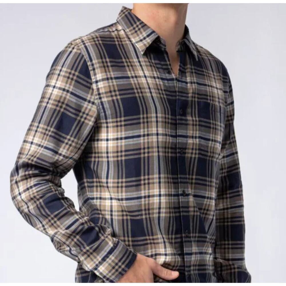 Frame Slim Fit Plaid Shirt Navy Multi LMSH0268